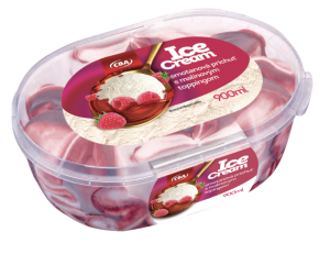 CBA Ice Cream smotanová príchuť s malinovým toppingom 900 ml